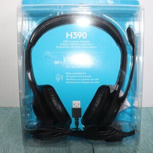 Logitech H390 Wired USB On-Ear Stereo Headphones with Mic Black PC Laptop